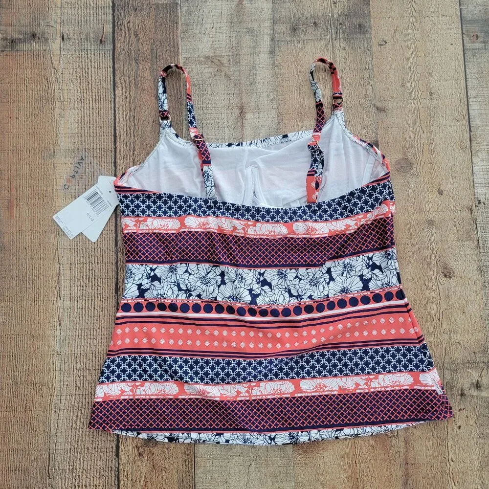 Captiva Coral and Navy Print Tankini Bathing Suit - Picture 4 of 16